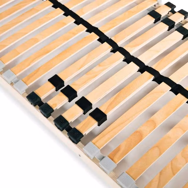 Berkfield Home Set of 2 Slatted Bed Bases with 28 Cambered Sprung Slats and 7 Zones, Beige, W/D/H: 70 x 200 cm