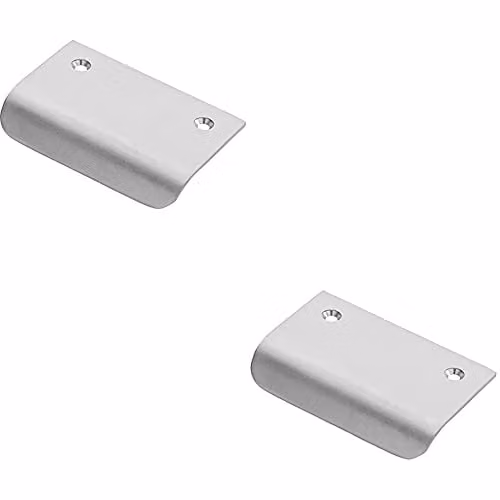Loops 2 Pack Semi-Concealed Flush Pull Cabinet Finger Handles in Satin Chrome with 52mm Fixing Centres