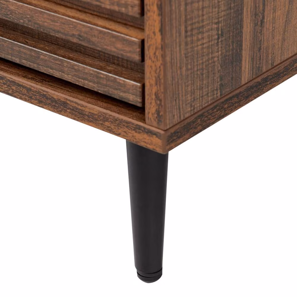 Wyld and Coco Living Mid-Century Two Drawer Bedside Table in Dark Brown Wood and Metal – 7