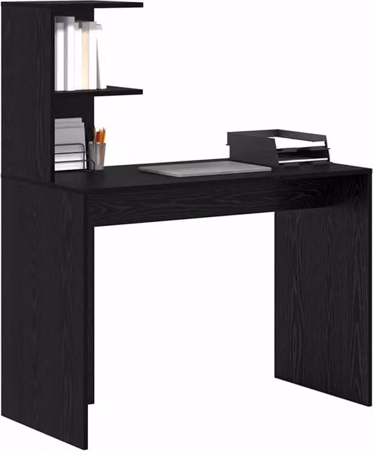 Berkfield Home Modern Black Oak Writing Desk with Compact Shelving, Black Oak MDF and Laminate – 1