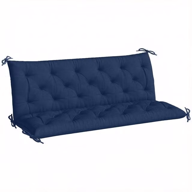 Outsunny Blue Bench Pad and Chair Cushion with Back and Ties
