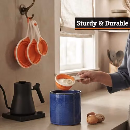 Orsina Set of 4 Orange Silicone Nesting and Dishwasher Safe Measuring Cups – 5