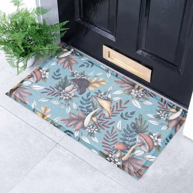 Artsy Mats Magical Mushrooms x Celia Battaini Doormat, White and Multicolour, W: 70 cm, D: 40 cm