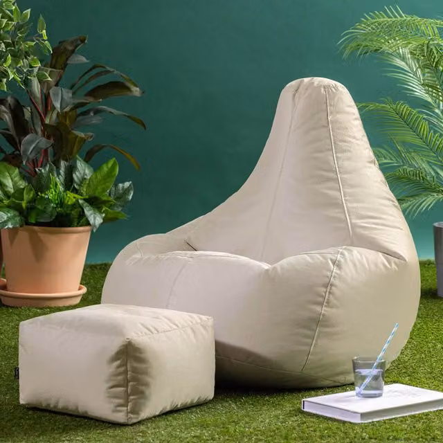 ICON Recliner Indoor Outdoor Bean Bag and Pouffe in Stone