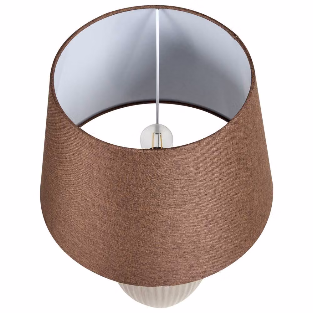 Wyld and Coco Brown Ceramic Table Lamp with Fabric Shade, Height: 52 cm – 4