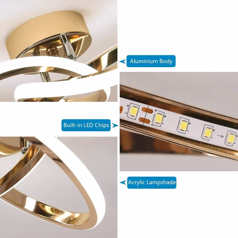 Pheashine Modern Gold LED Ceiling Light, 22W, 6500K Cool White, Diameter: 25 cm – 3