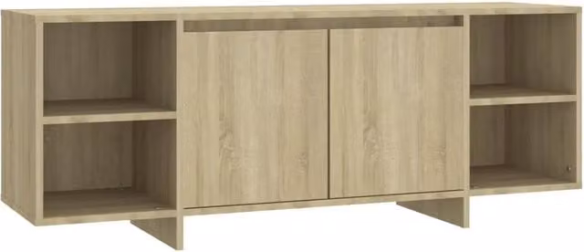 Berkfield Home Modern Sonoma Oak TV Cabinet in Beige, W/D/H: 130 x 35 x 50 cm