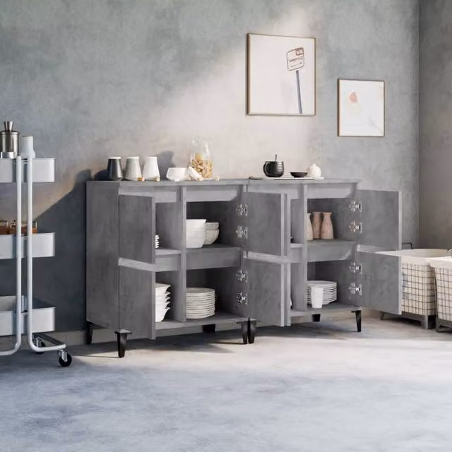 Berkfield Home 2-Piece Sideboard Set in Concrete Grey, W/D/H: 60 x 35 x 70 cm – 1