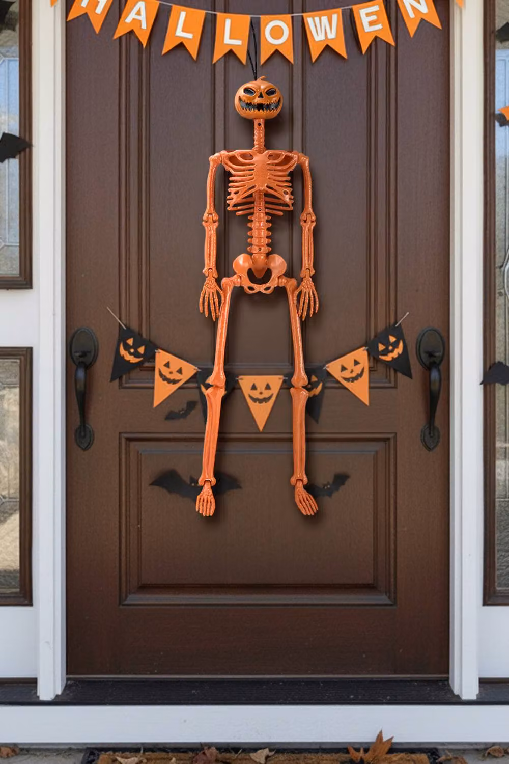 Garden Sanctuary Orange Posable Halloween Pumpkin Skeleton Tabletop Decoration – 2