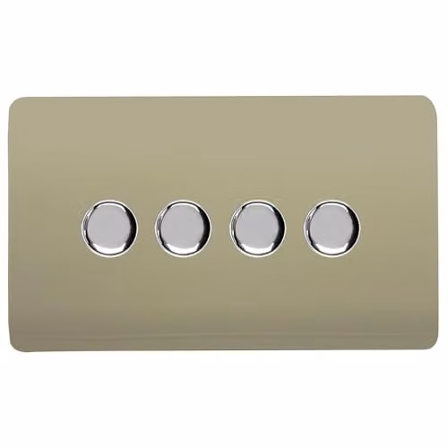 Trendi Switch 4 Gang 150w Rotary LED Dimmer Light Switch in Gold