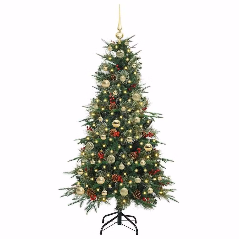 Berkfield Home Artificial Hinged Christmas Tree in Green, Height: 150 cm – 2