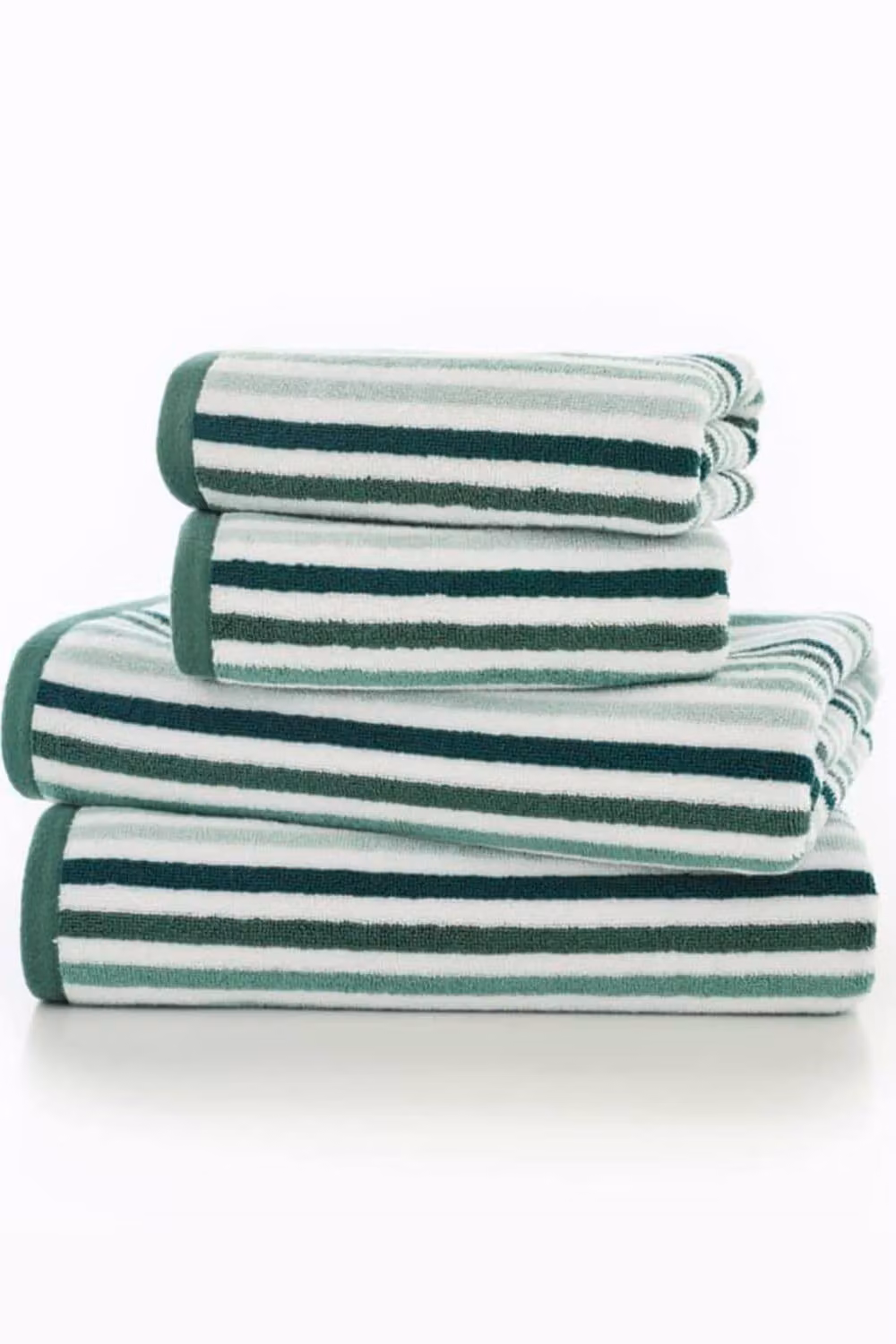 Deyongs Bliss Linear Stripe 550gsm 100% Cotton Bathroom Towels in Green – 2
