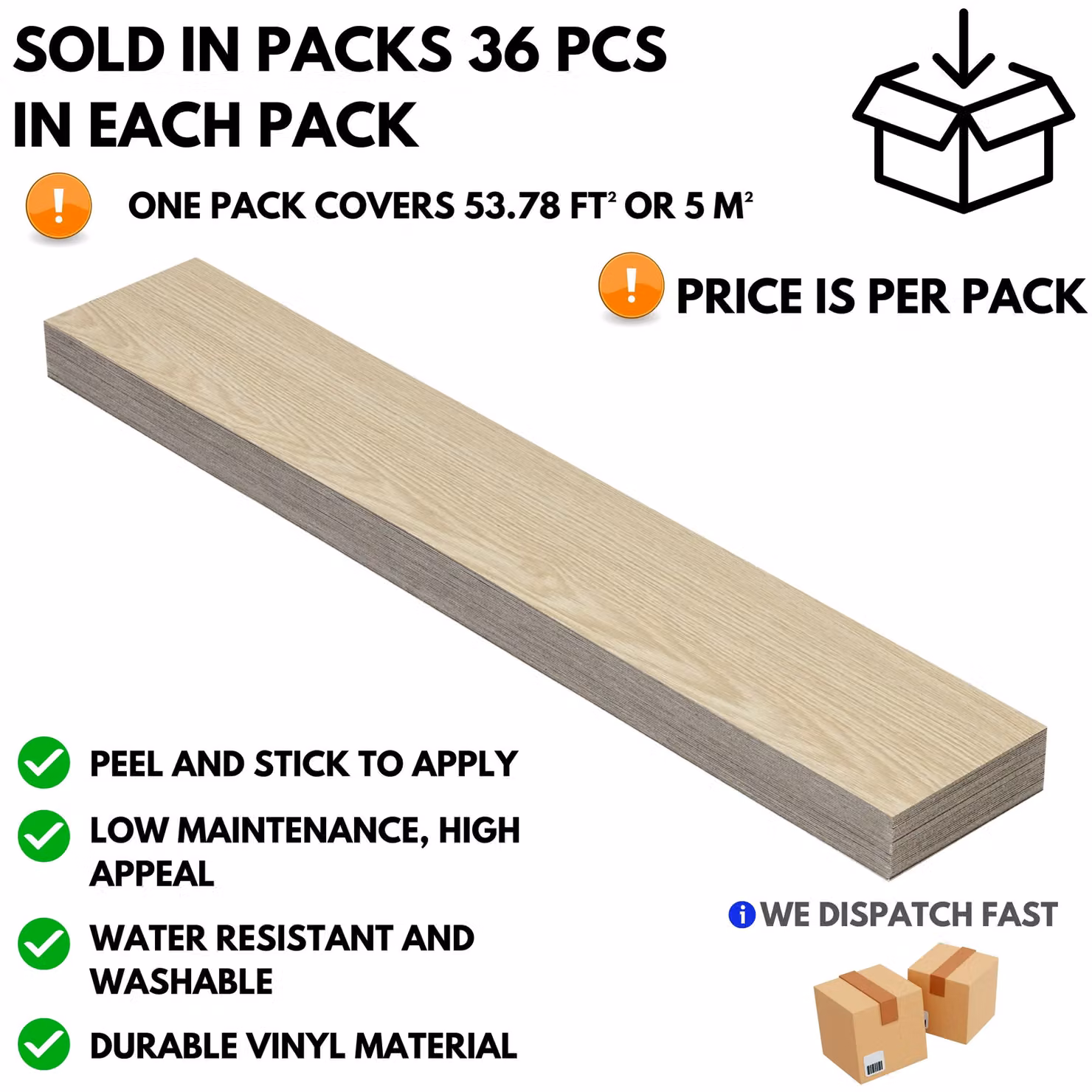 Novecrafto Self Adhesive Wood Look Vinyl Floor Planks, 36 Pack, Light Sand – 2