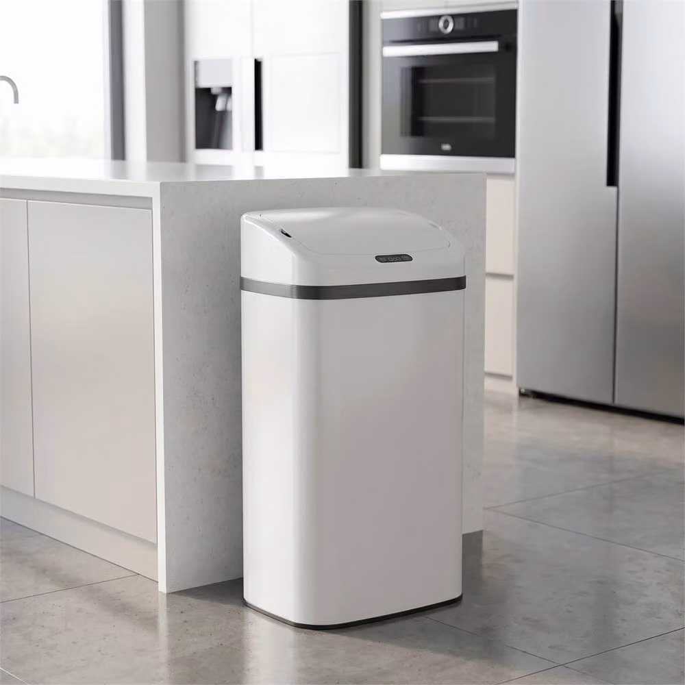 Nordara White Automatic Sensor Bin 48L Fingerprint-Proof Galvanised Steel Rubbish Bin W/D/H: 33 x 42.1 x 69 cm – 2