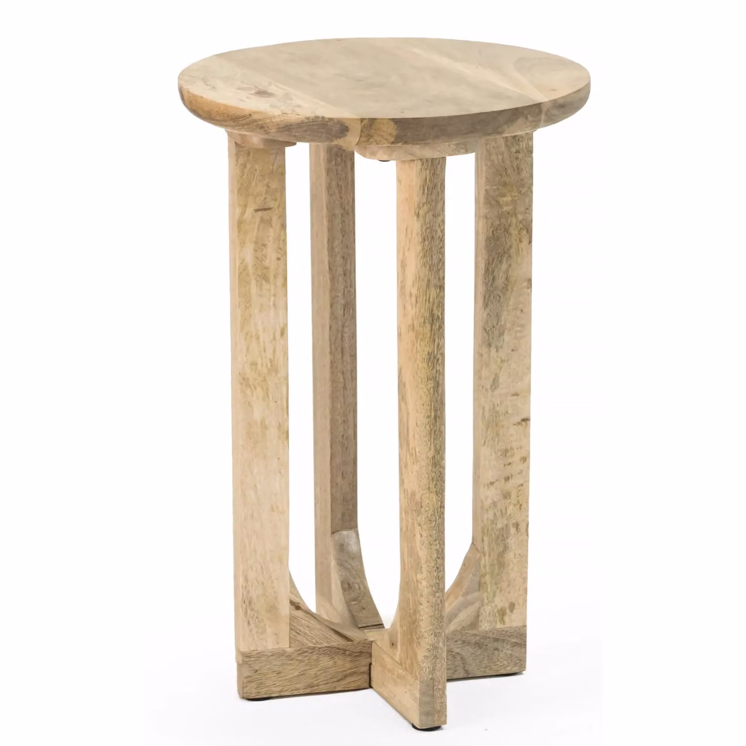 IH Design Nolan Round Solid Mango Wood Side Table in Light Brown, W/D/H: 55 x 55 x 35 cm – 3