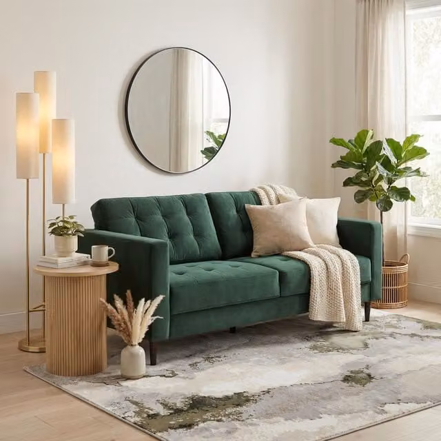 FurnitureboxUK Jade 3-Seater Modern Velvet Sofa with Solid Wood Frame in Green