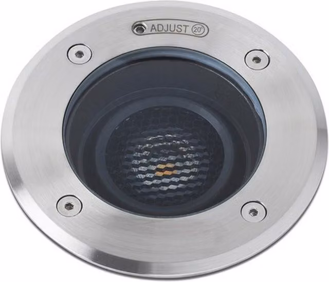 Geiser Faro Integrated LED Recessed Outdoor Ground Light, Warm White 3000K, Grey/Silver, IP67