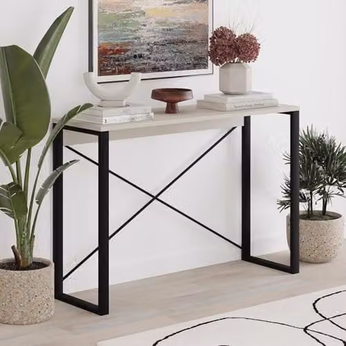 FWStyle Modern Sandstone Narrow Hallway Console Table in Beige, W/D/H: 110 x 35 x 75 cm – 2