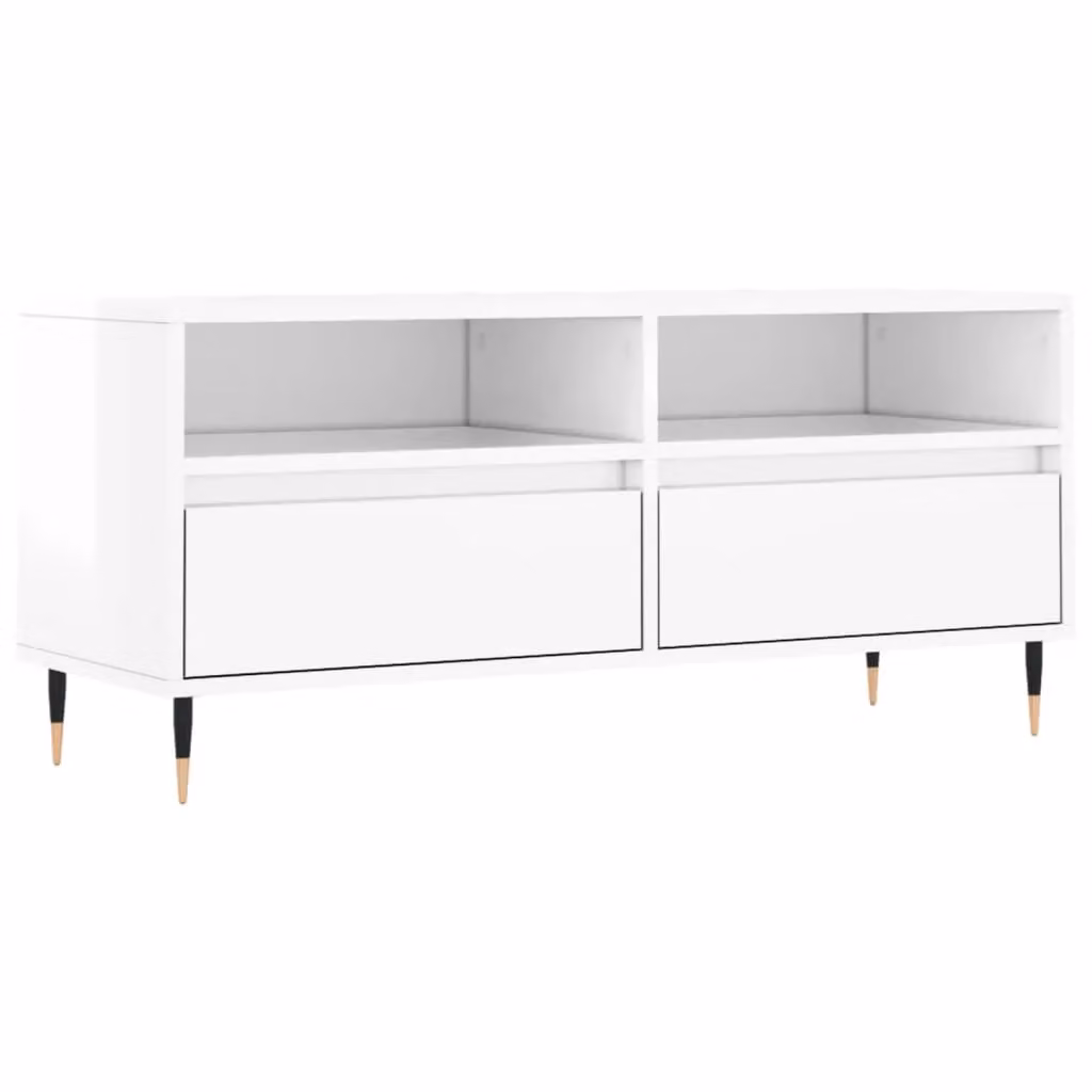 Berkfield Home High Gloss White TV Cabinet W/D/H: 100 x 34.5 x 44.5 cm – 2