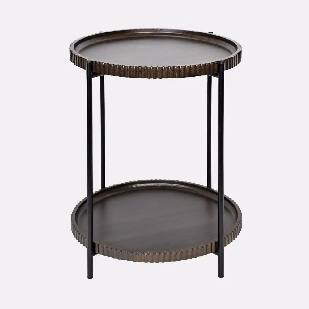 OHS Ribbed Two-Layer Tray Side Table in Dark Brown – 2