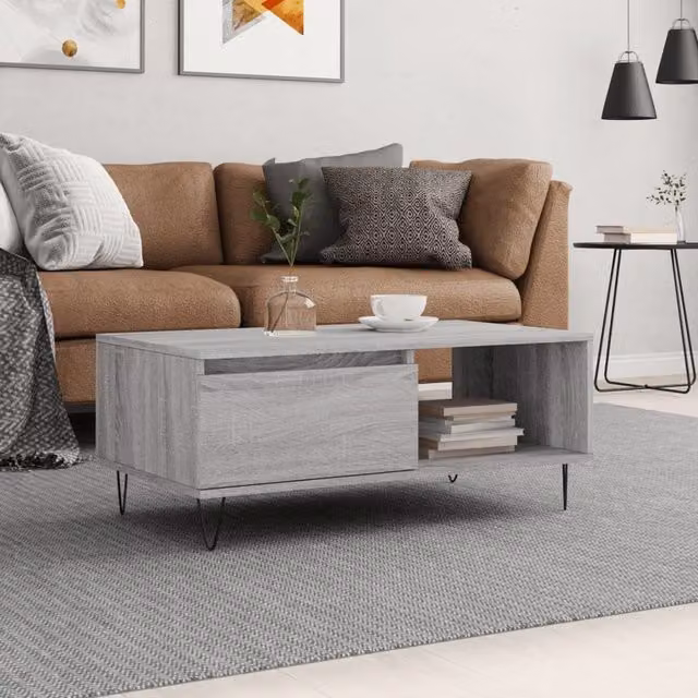 Berkfield Home Grey Sonoma Coffee Table, W/D/H: 90 x 50 x 36.5 cm