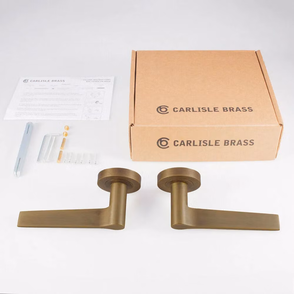 Loops Pair of Straight Rounded Handle on Round Rose Concealed Fix in Antique Brass – 2