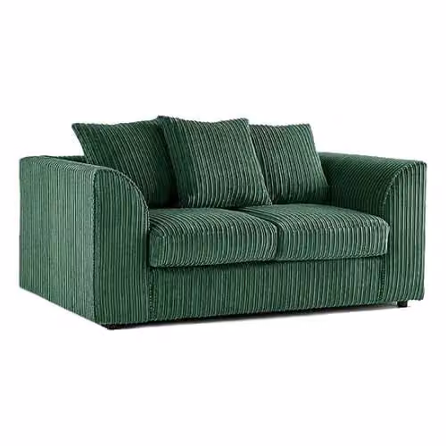 SOFASELECTION UK 2 Seater Scatter Back Sofa in Green Cord Fabric with Removable Covers, W/D/H: 155 x 87 x 75 cm – 1