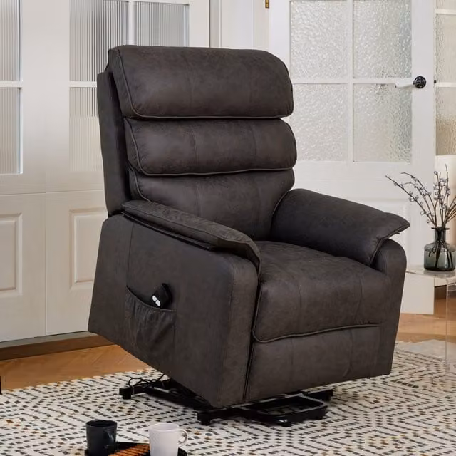 Scarlett Electric Recliner Lift and Tilt Riser Armchair in Grey Air Leather