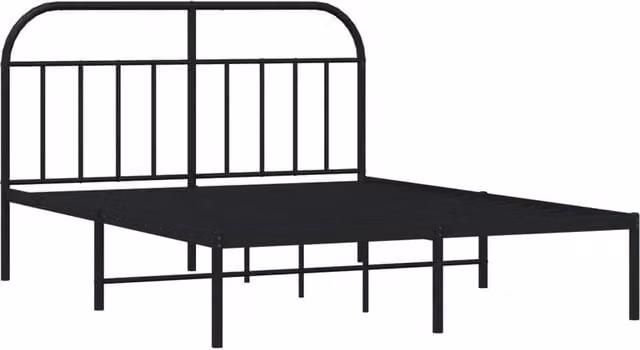 Berkfield Home Metal Bed Frame with Headboard in Black, W/D/H: 140 x 190 x 146 cm