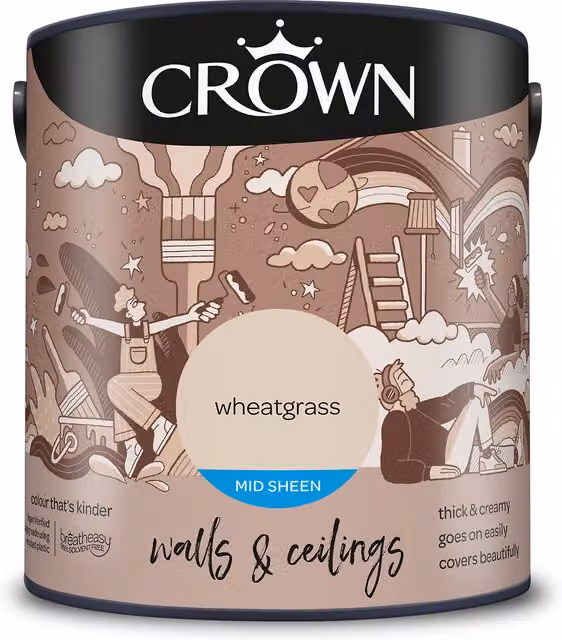 Crown Walls and Ceilings Mid Sheen Emulsion in Wheatgrass, 2.5l