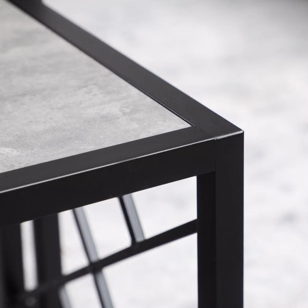 STILVORA Set of 3 Modern Square Nesting Tables with Grey Matt Metal Frame – 6