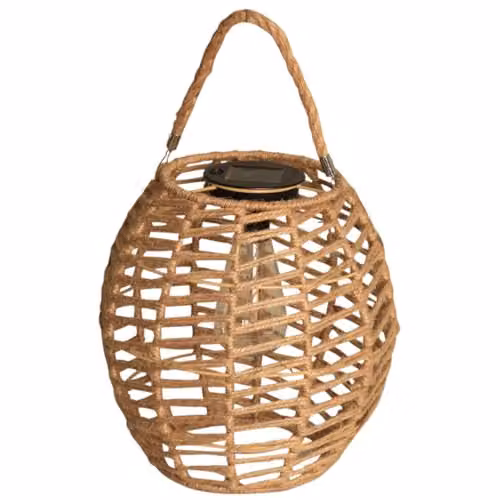 mysmartbuy Tortoli Solar Powered Natural Rope Lantern in Brown, Weatherproof LED Outdoor Garden Lamp, H25.5 x W25 x D25 cm – 4