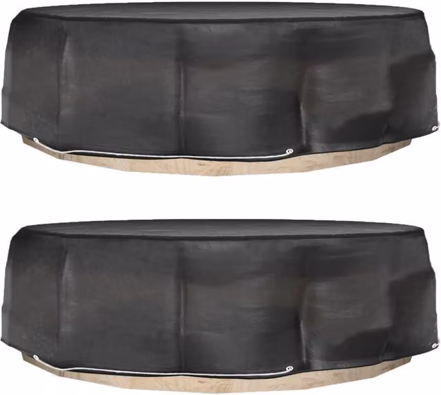Berkfield Home Island Lounge Covers, 2-Piece Set in Black, Water-Repellent with 8 Eyelets, Diameter: 188 cm, Height: 50 cm