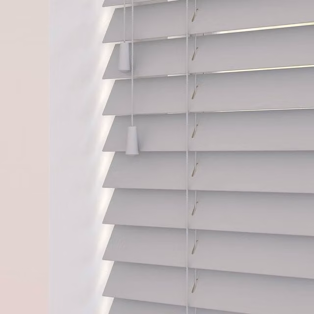 NewEdgeBlinds Wooden Venetian Blinds with Strings in Relaxed Grey, W: 75 cm, D: 75 cm, H: 75 cm