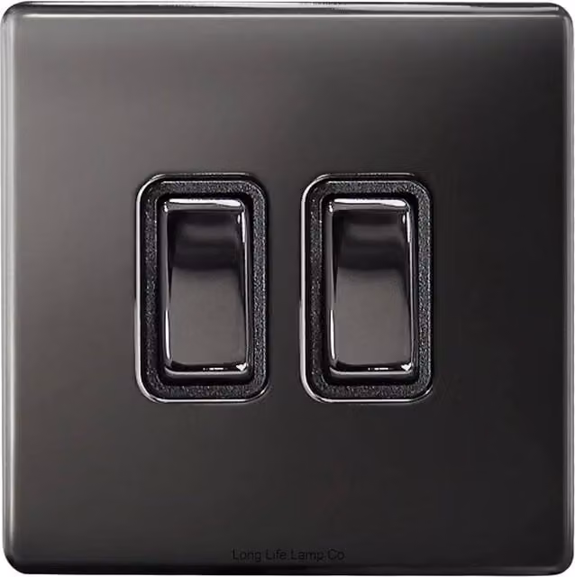SPETLEK Double Wall Switch 2 Gang 2 Way in Black – 1