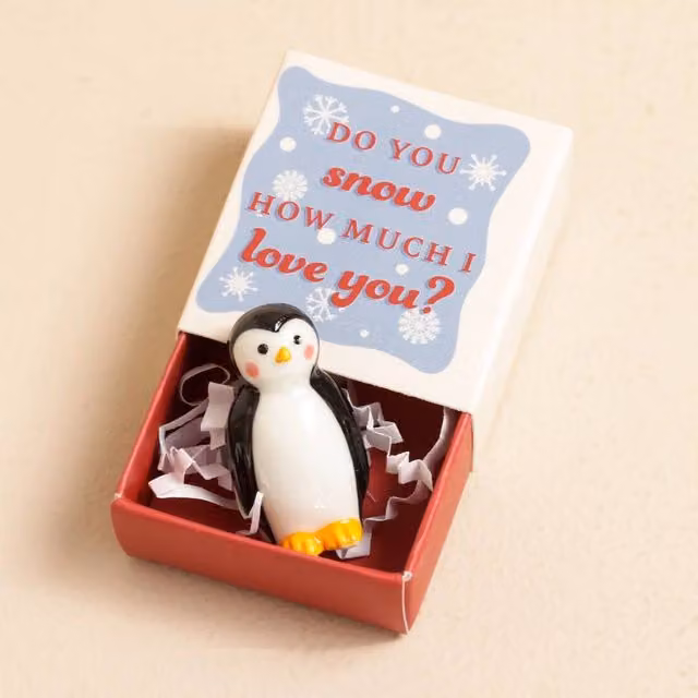 Lisa Angel Tiny Ceramic Penguin Matchbox Ornament in Black – 1
