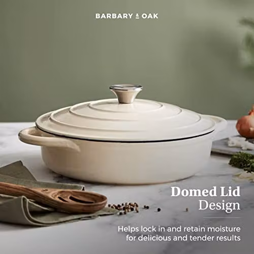 Tower Enamelled Cast Iron Shallow Casserole Pan, Cream – 7