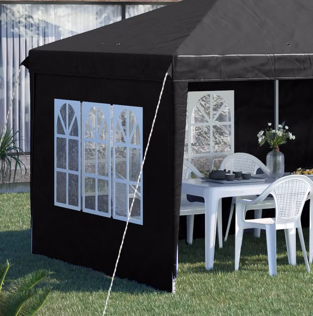 STILVORA Pop-Up Gazebo with Removable Walls, Black, W: 300 cm, D: 300 cm, H: 270 cm – 7