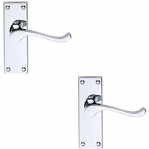 Loops Victorian Scroll Handle on Latch Backplate, 2 Pairs, Polished Chrome, W: 120 mm, H: 41 mm