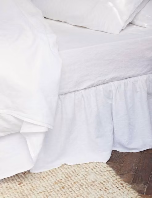 Piglet In Bed Pure Linen Valance Sheet in White