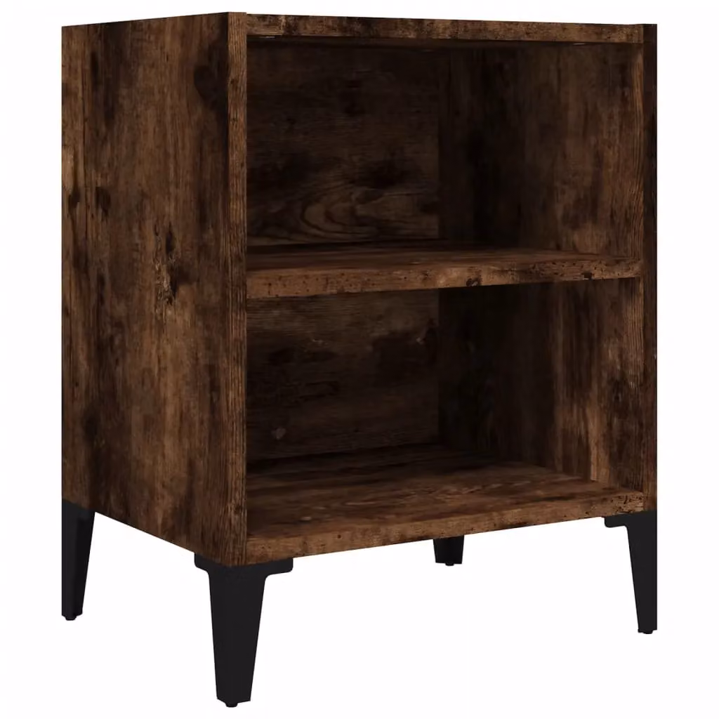 Berkfield Home Bed Cabinet in Smoked Oak and Brown with Metal Legs, W/D/H: 40 x 30 x 50 cm – 2