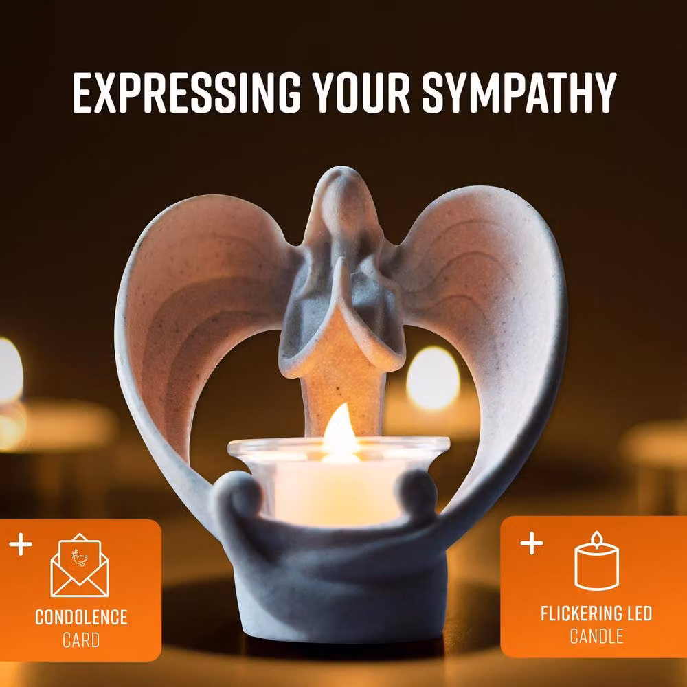 Globrite Guardian Angel LED Tea Light Candle Holder, White – 2