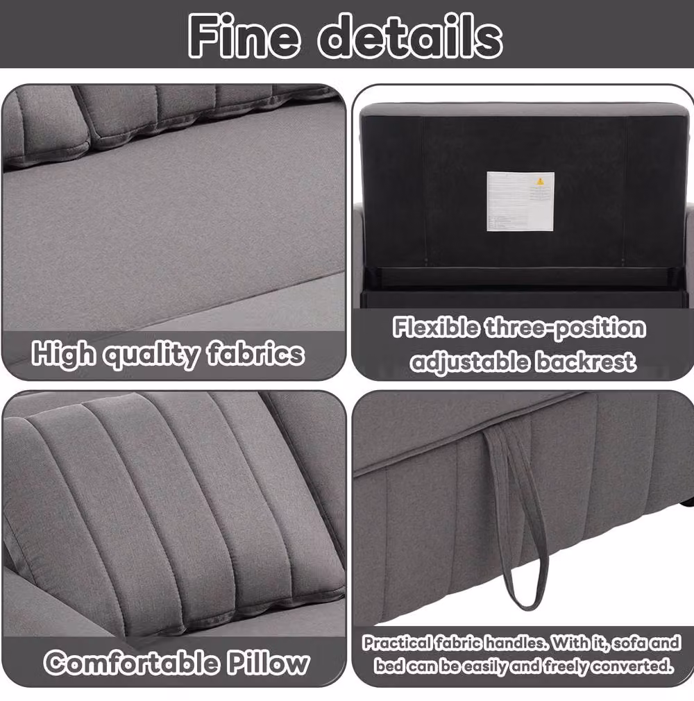 STILVORA Click Clack Sofa Bed with Scatter Cushions in Grey – 4