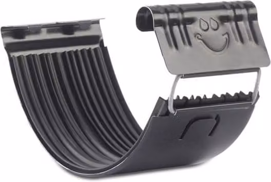 Galeco Black Galvanised Steel Half Round Gutter Union 135mm