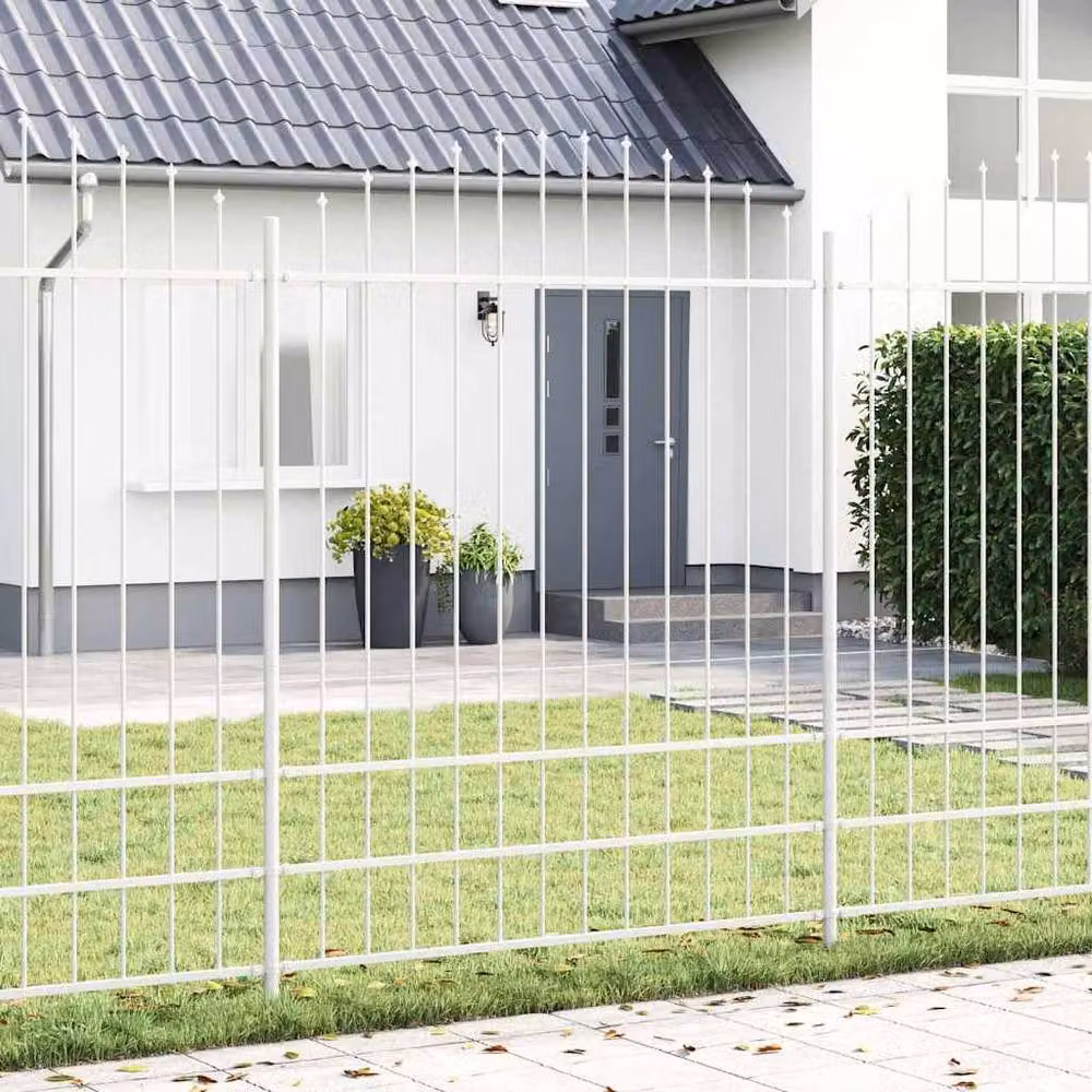 Berkfield Home White Steel Hoop Top Garden Fence, W: 4 m, H: 2 m – 2