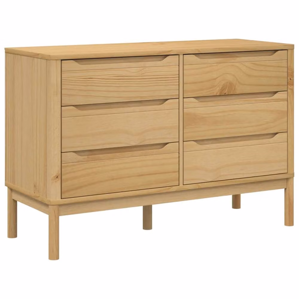 Berkfield Home Beautiful FLORO Chest of Drawers in Wax Brown Solid Pine Wood, W/D/H: 111.0 x 73.5 x 43.0 cm – 2