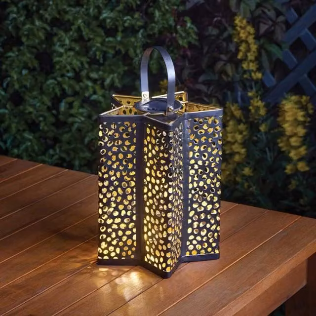 Garden Mile Solar Star Silhouette Garden Lantern, Black, Height: 24 cm