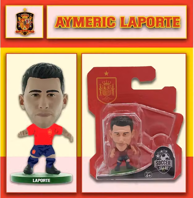 SoccerStarz Aymeric Laporte Spain Home Kit Red Mini Figure, Height: 5 cm