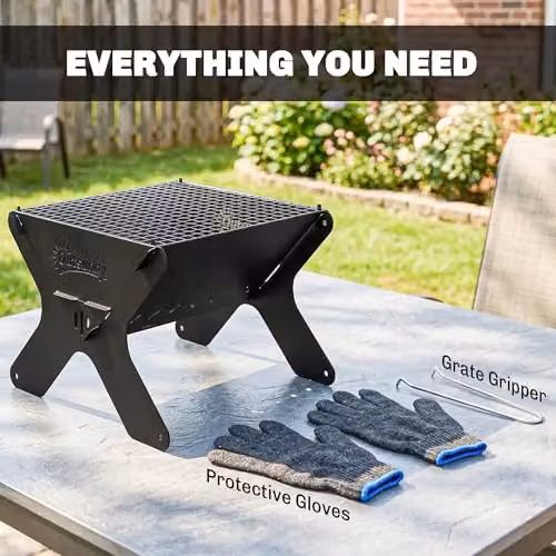 Outsunny Tabletop Charcoal BBQ and Portable Camping Fire Pit in Black – 8
