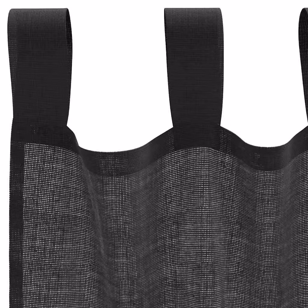 Berkfield Home Black Voile Tab Top Curtains, 2 Pack – 5